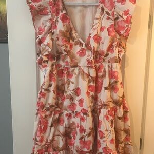 Abercrombie & Fitch Cream Mini Dress with Pink Floral Print